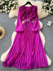 Spring Autumn Elegant Dress for Women French Mushroom Edge Crimping Loose Chiffon Long Sleeve Long Dress C141