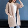 Knitted Shirt Casual Long Sleeve Loose Medium Length Outwear Sweater Coat Women Autumn Knitwears Cardigan Mujer