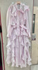 Solid Spliced Ruffles Folds Dresses for Women O Neck Long Sleeves High Waist Patchwork Lace Up Dress Female