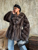 Women's Elegant Fake Fur Jacket Winter Sleeve Bell Lapel Long Sleeve Coat Daily High Street Lady Outwear