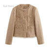 Chic Female Tweed Basic Jacket Coat Women Clothing Woolen Outerwear Long Sleeve Front Button Female Outerwear Chic Tops