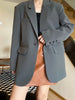 Casual Oversized Black Blazer for Women Korean Style Single Button Suit Jacket Woman Spring Autumn Loose Notched Collar Blazers