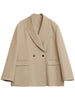Women Blazers Solid Loose Double-breasted Wide Shoulder Office Ladies Suit Jacket Oversized Coat Spring Autumn