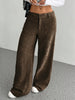 Women Autumn Winter Corduroy Pant Retro Wide Leg Trousers Lady Casual High Waist Solid Pants Street Chic Clothes