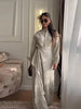 Casual Solid Shirt Trouser Suits Women Full Sleeve Lace Up Lapel Top Wide Leg Pants Lady Set Autumn Female Suit