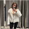 Faux Fur Neck Short Jackets Women Long Sleeve Ruff Thicken Loose Outerwear Female Autumn Winter Chic Daily Coats