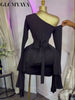 Women Drop Shoulder Flare Sleeve Ruffles Side Bodycon Midi Mini Dress Birthday Holiday Dresses Vestidos