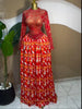 Women leaf Print patchwork smock Midi A-line Long Maxi Dress Elegant Evening Birthday Party Dresses Vestidos
