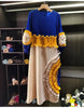 Pleated Tie Flower Long Sleeve Women's Dress Chic Loose Colorblock Patchwork Design Beading Famale Clothing 2DB6651