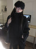 Unique Long Sleeves Woolen Coat Women's Retro Japanese Sle Stand Collar Belted Jacket Long Loose Commute Pure Color Coat