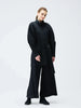 Pleated High Neck Single Breasted Waistband Long Jacket Women Soft Comfortable Coats