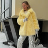 Faux Fur Women's Coat Turn down Collar Long Sleeve Button Pocket Soft Overcoat Thick Warm Winter Outerwear for Ladies