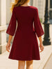 Womens Fluter Sleeve Crew Neck Loose Shift Tunic Cocktail Knee Length Business Casual Party Chiffon Bodycon A-Line Dress
