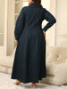 Plus Size Dresses for Women Denim Button Solid Long Elegant Maxi Dress Fall Winter Clothes