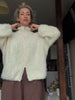 Women Sequined Fluffy Knit Cardigan Zip Up Stand Collar Loose Long Sleeve Sweater Jacket Autumn Party Casual Outerwear