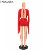 Spring Sexy Polka Dot Print Bodycon Dresses for Woman Deep V-neck Batwing Sleeve Dress Female Streetwear Vestidos