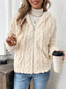 Women Autumn White Zipper Jacket White Long Sleeve Thick Plush Warm Coat Loose Winter Soft Lady Short Hooded Coat