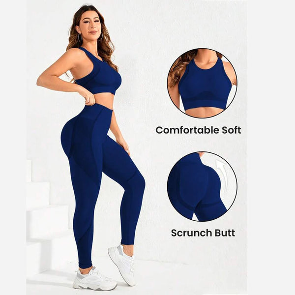 2-Piece Suit, Women's Yoga Suit, Beautiful Back High Waist Trousers Combination, Seamless Elastic Ideal Gym Clothing