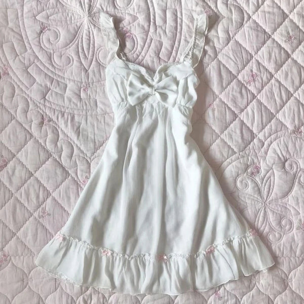 Harajuku Women Casual Chic Dress Sexy Slim Fit Chic Solid Color Bowknot Design Suspender Mini Dresses Y2K Gothic Rock Streetwear