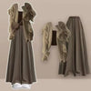 Gentle and Lazy Style Sweater Jacket with Camisole Inside and Casual Pants Set for Women, Autumn and Winter Set, Three, 202