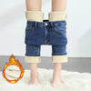 Women's Winter Fleece Warm Jeans Retro Elastic Thickened Comfortable Straight Korean Casual Female Velvet Denim Pants