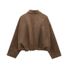 Fall Winter Women's Bomber Jacket Lapel Long Sleeve Zipper Suede Jacket Women High Street Jackets Coats Outerwears