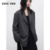 Korean Women Blazers Loose Casual Retro Plaid Single Breasted Mid Length Ladies Jacket Coat Spring Autumn