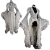 Women Gothic White Vintage Lace Dress Flare Sleeve Medieval Cardigan Cosplay Elegant Long Tail Outwear Victorian Ball Gown