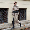 Khaki Lace Up Loose Windbreaker Women Vintage Lapel Long Sleeve Pockets Single Breasted Jackets Lady Daily Street Outerwear