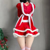 Christmas Dress Suit Women Xmas Cosplay Costume Red Suit Party Rabbit Ears Headwear Year Hooded Shawl Christmas Girl Set