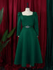 Autumn Stylish Women Evening Party Dress Long Puff Sleeve Elegant Pleated A-Line Gowns Birthday Wedding Celebrate Robes