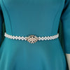Dresses for Woman O Neck Full Sleeve Belt Waisted High Waisted Pleated A Line Ankle Length Elegant Female Birthday Gowns