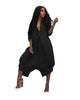 Women Plus Size Jumpsuit Business Casual Black Shirt Collar 3/4 Sleeve Pocket Harem Pants Rompers Single Breasted Loose Outfits