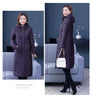 Middle-aged Womens Down Cotton Coat Winter Long Warm Quilted Cotton Jacket Female Casual Hooded Parka Overcoat Purple 5XL