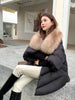 Female Loose Outerwear Down Jacket Overcoat Women Winter Coat 90% White Duck Down Jacket With Big Woolen Collar Coat