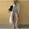 Women's Crinkle Windbreaker Jacket Lapel Full Sleeve Single-Breasted Long Trench Coat Autumn Daily Lady Chic Outwears