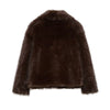 Casual Brown Thick Fur Jackets Women Long Sleeve V Neck Autumn Winter Faux Fur Coats Streetwear Outwears