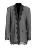Chic Solid Spliced Lace Edge Blazers for Women Notched Collar Long Sleeve Temperament Designer Coats Female Clothes Style