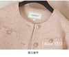 Women's Short Jacket Spring Autumn Round Neck Temperament Tweed Lady Outerwear Long Sleeve Ladies Leisure Coat