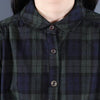 Spring Retro Plaid Pockets Turn-down Collar Long Sleeve Dresses Loose Leisure Single Breasted Women Dress