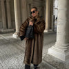 Vintage Solid Women Faux Fur Long Coat Full Sleeve Cardigan Warm Fluffy Plush Overcoat Winter Lady Street Outerwear