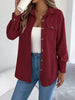 Elegant Single-breasted Solid Long-sleeved Corduroy Jacket Shirt Loose Casual Jacket Black Top Coat Women Clothes