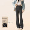 Winter High Waist Flared Pants Women Tummy Control Velvet Bell Bottom Trousers Thick Warm Wide Leg Pants Casual Streetwear Fashi