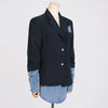 gestring Women Blazer Autumn Denim Stitched Single Breasted Ladies Black Blazer Coat Women's Long Suit Jacket