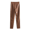 Women's Faux Leather Pants High Waist Straight Leg Trousers Female Streetwear Stylish Stretch Pencil Pants