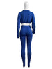 Street Women's Set Zipper Fly Crop Sweatshirt and Jogger Sweatpants Elegant Fall Sportwear Two 2-Piece Set Outfits