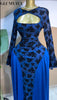 Women Floral Patchwork Ruched Side Cutout Front Long Sleeve Midi Maxi Long Dress Party Education Dresses
