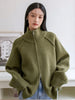 Lazy Style Sweater Jacket for Women Autumn Winter Thicken Warm Soft Knitted Cardigans Zipper Stand Collar Cardigan