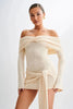 Off Shoulder Knit Sweater Dress Women Irregular Lace Up Slim Patchwork Twist Short Dresses Party Evening Elegant Dress