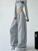 Harajuku Wide Leg Sweatpants Women Streetwear Baggy Oversize Gray Sports Pants Woman Drawstring Casual Joggers Trousers